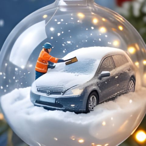 Windrow Clearing: miniature crew inside a glass Christmas ornament